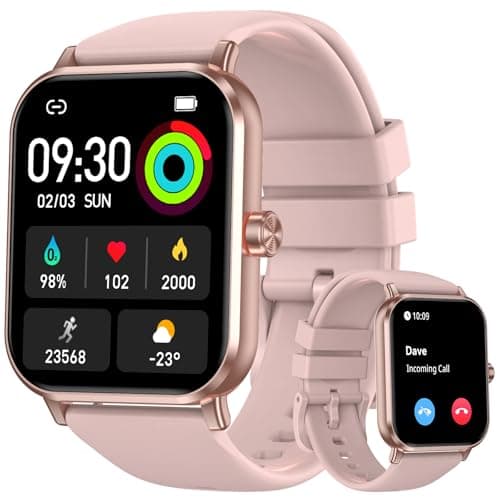 Smart Watch for Men Women, 1.83" HD Touchscreen Fitness Tracker, Bluetooth Calling Smartwatch, 130+ Sports Modes, Heart Rate Sleep Monitor, 5ATM Waterproof, Timer, Compatible with iOS Android (Pink)