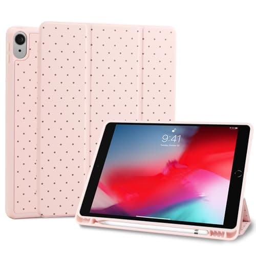 Fycyko Trifold Stand Case for iPad Air 11 Inch M4/M3/M2 (8th 2026/7th 2025/6th 2024), iPad Air 10.9 Inch 5th/4th Generation (2022/2020), Trendy Cute Polkad Dot Print Aesthetic Pattern Design-Pink