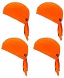 JHYWELL High Visibility Doo Rag Neon Hard Hat Liner Fluorescent Orange Helmet Construction Worker Bandana Sweat Beanie Under Welder Do Rags for Safety Men and Women (Orange 4 Pack)