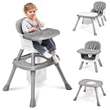 LOOKFLY 8-in-1 Baby High Chair, Feeding Chair, Table & Chair Set, Convertible Design for Babies & Toddlers,Gray