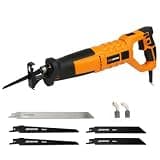 Extbtfor 7Amp Reciprocating Saw, 360° Rotating Handle Power Reciprocating Saw with Variable Speed,1-1/10"Stroke Length Equipped with 5 Saw Blades for Wood,Metal Sheets and PVC Cutting