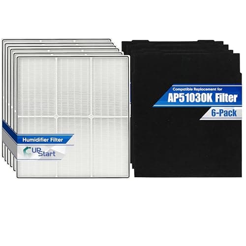 6-Pack 8171434K Filter Set Replacement for Whirlpool AP51030K HEPA Filter - Compatible with Whirlpool Whispure AP 51030K Air Purifier Filters with Carbon Foam Pre-Filter Prefilters