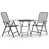KGHFDVB 3 Piece Patio Dining Set with Expanded Metal Mesh Chairs and Table, Foldable Outdoor Dining Set with 7-Position Adjustable Backrests, E-Coating Finish Anthracite