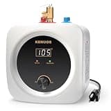 Kenuos Mini Tank Water Heater Electric 2.5 Gallon Under Sink Instant Hot Water Heater with LED Dsiplay,T&P Valve,3-Way Diverter,110V 120V Point Of Use Water Heaters for Kitchen RV Bathroom White