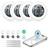2026 New [Apple MFi Certified] (iOS Only) Tracker Tags-4 Pack, Tukio Bluetooth 5.3 GPS Tracker for Apple Find My, Replaceable Battery, 100dB Key Finder and Item Locator for Car, Keys, Luggage, White