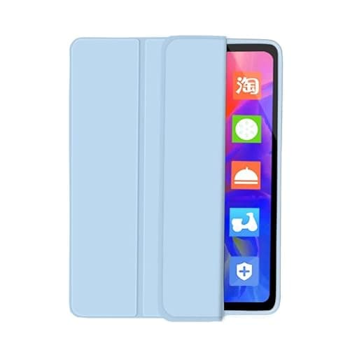 HurrayA Tri-Fold SlimTablet Case for iPad 9.7（2017/2018/ for iPad Air/Air 2 Case with Pencil Holder, Flip Stand Tablet Case with Soft TPU Back, Auto Wake/Sleep Cover(Light Blue)