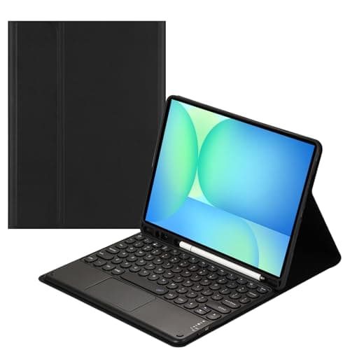 Touch Keyboard Case for Samsung Galaxy Tab S10 FE+ Plus 5G Tablet Case 13.1 Inch - Soft TPU Cover with Detachable Bluetooth Touch Keyboard (Black)