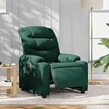 KHNLGFR Electric Massage Recliner Chair with 6 Vibration Points, 135 Degree Reclining, Fabric Upholstery, Cup Holders and Side Pocket, Dark Green