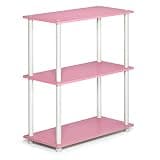 Furinno TURN-N-TUBE Storage Shelves, 3-Tier Book Shelf, Corner Shelf, Toolless Open Shelves, for Organization and Storage, Living Room, Garage, Home Office, Pink