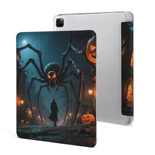 iPad Case iPad Pro 12.9 Inch Case with Stand Pencil Holder Red Eye Long Legs Big Spider iPad Protective Cover with Auto Wake Sleep