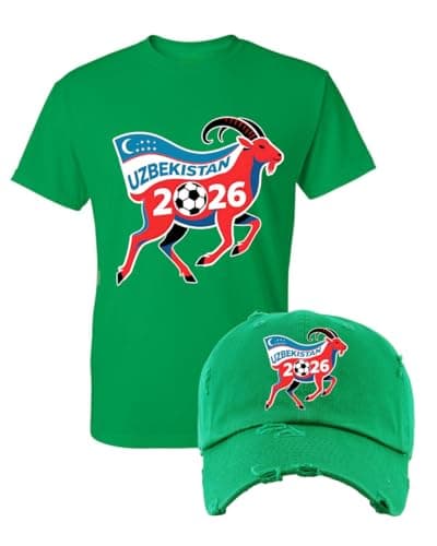 ALLNTRENDS Uzbekistan Soccer 2026 Men's T Shirt Mens Uzbek Football Fan Graphic Tee (M, Dad Hat Irish Green and Irish Green T Shirt)