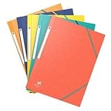 Oxford Bicolor Recyc+ 5 Pochettes Cartonnées 3 Rabats A4 avec Elastique Couverture Carte Coloris Assortis