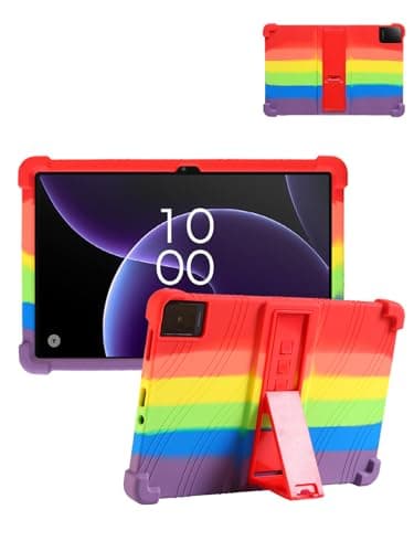 for TCL TAB 10 Gen 4 (10.1 Inch) Android Tablet Protective case, Shockproof Lightweight Silicone Protective Cover with Stand, Child-Friendly Protection, Easy to Clean Design, Rainbow.
