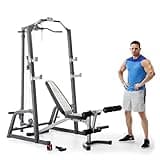 Marcy Pro Deluxe Cage System with Weightlifting Bench All-in-One Home Gym Equipment PM-5108
