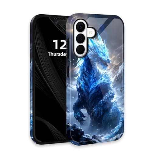 DISUOFEART for Samsung Galaxy S26 Plus Case with Double Layer Protection - Film Design 2 in 1 Phone Cover, Ice Dragon in Snowy Landscape Hard Back Panel + Soft TPU Inner
