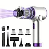 YIKEXINCHEN Handheld Vacuum Cordless Rechargeable,Portable Small Car Vacuum Cleaner with 4 Modes & 8000PA High Power Motor 3 Filter,7-in-1 Cleaning Kit for Home Office Car Pet (Silver)