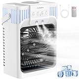 Portable Air Conditioners, 4-IN-1 Personal Evaporative Air Cooler with Remote, 3 Speeds & 3 Mist, 7-Color Night Light, 2-8H Timer, 1200ML Mini Air Conditioner Cooling Fan for Bedroom Office Home