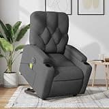HBFDSFG Electric Stand Up Massage Recliner Chair for Elderly with Power Lift, 6 Massage Points, Dark Gray Fabric, 135 Degree Reclining, Cup Holders and Side Pocket