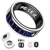 Smart Ring for Women & Men, Fitness & Health Tracker with Display Screen, IP68 Waterproof Smart Rings for Health Monitoring, Fitness Tracker Ring with Call Notification, No App Fees (Silver, 8#)