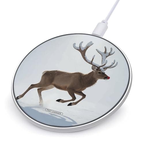 Reindeer Prance Wireless Charger Portable Fast Charging Pad Lightweight Wireless Charging Pad 10W Slim Charging Station for Phone Charger Mat for Travel Home Office Desk