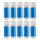 10 Pack 4GB Blue Plastic USB 2.0 Thumb Drives, Mini Size with LED Indicator, Durable Bulk Flash Drives for School, Office, Gifts