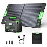 500W Portable Power Station with 100W Solar Panel, 519.48Wh Solar Generator Kit with 60W USB-C PD Output, 120V Pure Sine Wave AC Outlet Backup Lithium Battery for Outdoors Camping Travel Emergency
