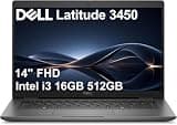 Dell Latitude 3450 Business Laptop (14" FHD, Intel Core i3-1315U (> i5-1235U), 16GB DDR5 RAM, 512GB SSD), Backlit, Fingerprint, 1080p RGB IR Webcam, Ethernet, Win 11 Pro (Renewed)