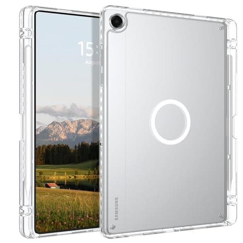 Telaso for Samsung Galaxy Tab A11+ Plus/A9+ Plus 11 Inch Magnetic Case with Pen Holder, Transparent Back Soft TPU Bumper Military Grade Protective Samsung Galaxy Tablet A11+/A9+ Case, Clear