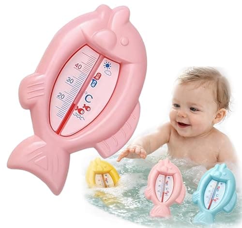 Cartoon Floating Temperature, Fish Shape Water Thermometers, Lovely Kids Bath Thermometers, Waterproof Digital Floating Water Thermometer,Accurate Measure, for Boys Girls (Pink)