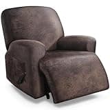 molasofa Leather Like Oversized Recliner Chair Covers, Extra Large Big Man 4 Pieces Lazy Boy Recliner Cover for Wide Recliner Chair for Pets Kids Washable(X-Large,Dark Brown)
