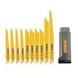 DEWALT Reciprocating Saw Blades, 10 Piece Bi-Metal Combination Set with Case, Various Sizes 6 In to 9 In, Longer Life (DW4898)