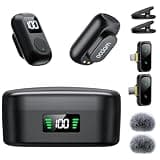 occiam Mini Lavalier Microphone for iPhone & Android Wireless Microphone Noise Reduction Magnetic Mini Lapel Mic with 54H Charging Case for YouTube Podcast Tiktok Vlogging Video Recording Black