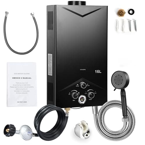 Tankless Gas Water Heaters, Outdoor Portable Gas Instant Hot Water Heater with Multi Safety Protection, Digital Display, 68000 BTU, Portable Waters Heater for Camping Trips, Boat Cabins 1 Set