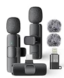 Wireless Mini Lavalier Microphone for iPhone iPad Android Phone PC Laptop, Plug-Play Mini Mic with Noise Reduction, Lapel Microphone Plug-Play for Interview Video Podcast Vlog YouTube TikTok