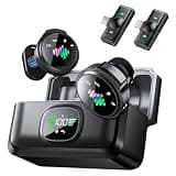 FGRLJFGLK Wireless Lavalier Microphone with Charging Case, LED Display, Dual Mics, Compatible with iPhone and USB-C Devices