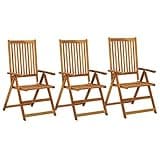 KHNLGFR Solid Acacia Wood Patio Reclining Chairs 3 pcs Set with 5 Adjustable Backrests, Weather-Proof Wooden Outdoor Seating for Comfortable Sunbathing and Conversation