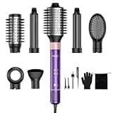 Vincofy 7 in 1 Blow Dryer Brush Set – Hot Air Styler for Fast Drying, Curling, Straightening & Volumizing – Ionic Hair Dryer Brush with 1500W Power – No Heat Damage for All Hair Types – Lilac