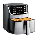 Gourmia Air Fryer - 7 Qt Capacity, LED Display, 12 One-Touch Presets, FryForce 360° Technology, Nonstick Dishwasher-Safe Basket & Crisper Tray, Stainless Steel