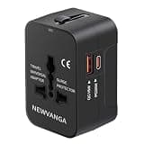 Travel Adapter USB C, Universal All in One Worldwide Travel Adapter Fast Charge GaN PD3.0 Type C USB-A Quick Charging Ports Power Converters Wall Charger AC Power Plug Adapter for USA EU UK AUS Black