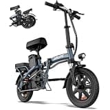 URLIFE Folding Electric Bike for Adults, 14" Portable Commuter ebikes, 20-40 Mile Long Range, 500W Peak Motor, 15.5MPH, UL 2849 Mini Bikes for Teens (Graphite Gray)
