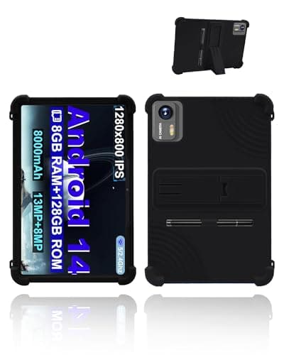 for Bvglcory X50 Android Tablet,10.1" 2.5K Ultra Clear Display Tablet Model Case,Soft Silicone Adjustable Stand Cover Lightweight Kids Friendly,with Capacitive Pen,Black.
