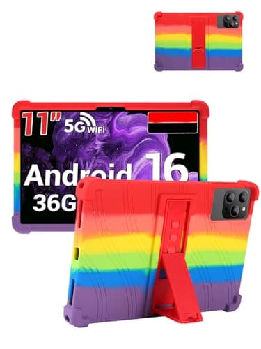 for ROSYVIBE M148 (11 Inch) Android Tablet Protective case, Shockproof Lightweight Silicone Protective Cover with Stand, Child-Friendly Protection, Easy to Clean Design, Rainbow.