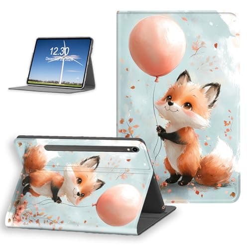 FQSXFIFN for Samsung Galaxy Tab S9 11'' 2023/S9 FE 10.9''/S10 FE 2025 Case, PU Leather with Soft TPU Multiple Angles Stand Case for Galaxy Tab S9, Auto Wake/Sleep Fox Balloon Folio Table Cover