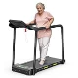 Treadmill for Seniors with Long Handrails, 2.5 HP Foldable Home Treadmill with Cup, Phone Holder and LCD Display, 300 Lbs Capacity