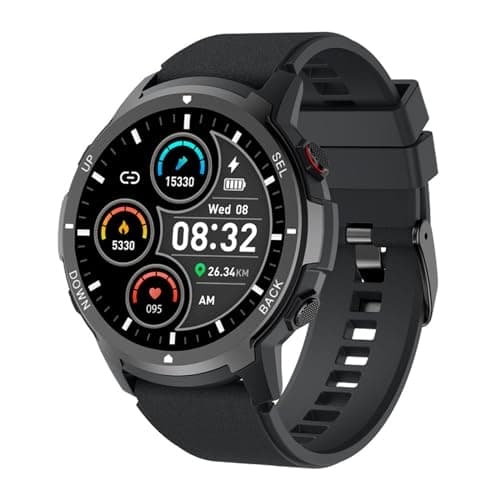 Smart Watch for Men Fitness: (Make/Answer Call) Bluetooth Military Smartwatch for Android Phones iPhone Waterproof Outdoor Tactical Digital Sport Run Watches Tracker Sleep Heart Rate Monitor,A