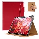 MoKo Case for iPad Air 13-inch (M4) 2026 / (M3) 2025 / (M2) 2024 with Pencil Holder & Hand Strap & Pocket, Premium Leather Folio Stand Cover, Multiple Viewing Angles, Red