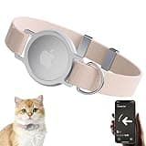 AirTag Cat Collar, Ultra Elastic Cat Tracker Collar with Apple Air Tag Holder, [Lightweight & Scratch Resistant] Stepless Adjustable GPS Pet Tracking Collars for Cats Kittens (Khaki)