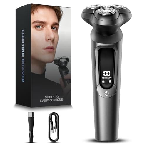 Electric Razor for Men, 3D Flex Blades with Pop-Up Trimmer, IPX8 Waterproof, Type-C Quick Charge, LED Display, Wistful Gray