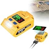65W USB Battery Adapter Compatible with Dewalt, LIVOWALNY Power Inverter Battery Inverter Charger Power Station Power Supply with Type-C Port & USB Port & LED Light for Electronic Device