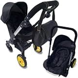 Baby Doll Car Seat Stroller Combo – Convertible 2 in 1 Doll Stroller and Car Seat for Kids – Fits Up to 20” Dolls – Play Toy Baby Stroller with Adjustable Handle for Girls Toddlers All Ages (Black)